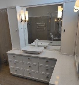 угловая мебель для ванной комнаты на заказ по индивидуальному проекту